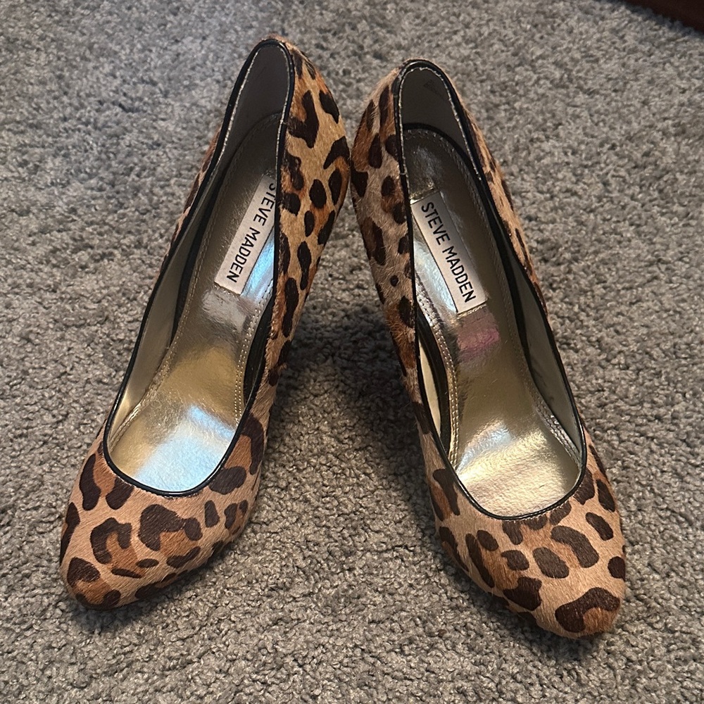 Steve Madden Leopard-Print Pointed Toe Pumps - Brown/Tan